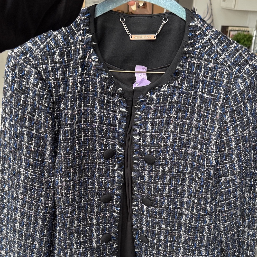 Women's Navy Tweed Button-Front Jacket AND Skirt